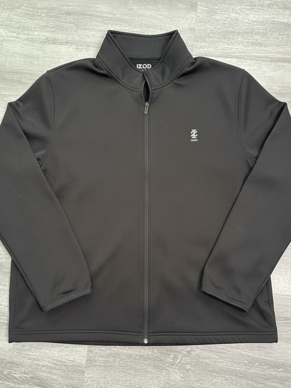 Izod Men's Black Lightweight Full-Zip Shirt Jacket